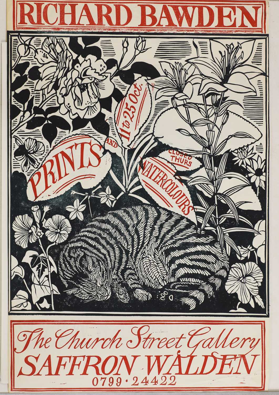 Lot 505 - Exhibition poster for Richard Bawden at the Church Street Gallery, Saffron Walden