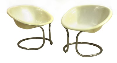 Lot 390 - A pair of Italian chrome and fibreglass chairs