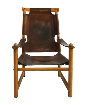 Lot 391 - An Italian leather and pine chair