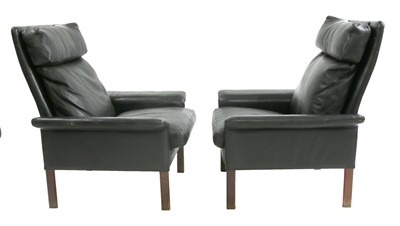 Lot 312 - A pair of Danish black leather armchairs