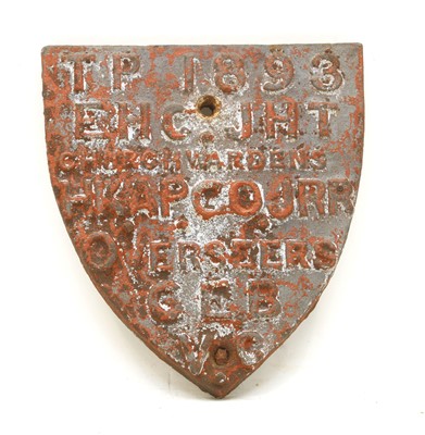 Lot 102 - A late Victorian cast iron Church Wardens wall plaque