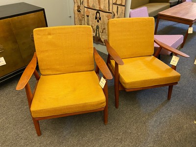 Lot 338 - A pair of 'GE-270' teak armchairs