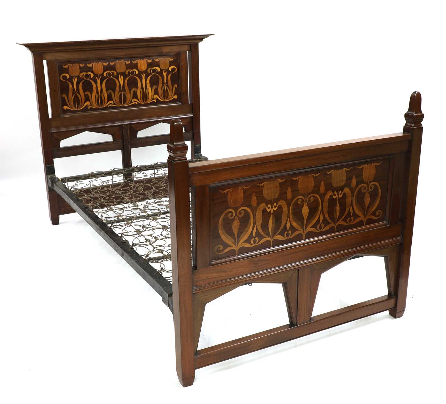 Lot 10 A mahogany inlaid bed,