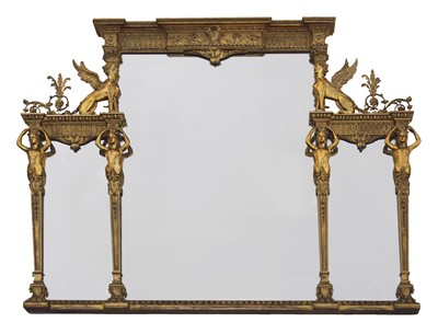 Lot 359 - A Regency Greek Revival gilt-framed triple overmantel mirror