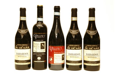 Lot 205 - Assorted Italian Red wine: Montestefano, Barbaresco, 2013 and 2015 and others, five bottles in total