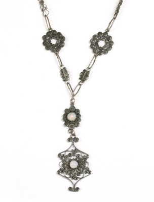 Lot 71 - A silver opal filigree necklace