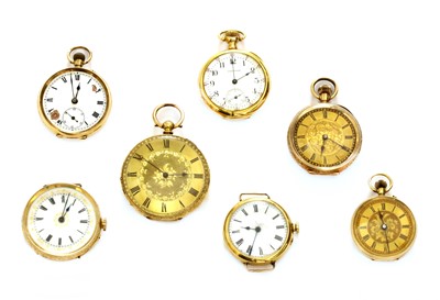 Lot 454 - A quantity of gold fob watches and watch heads