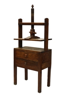 Lot 474 - A fruitwood and beechwood linen or book press