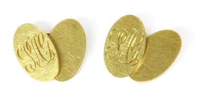 Lot 427 - A pair of 18ct gold oval chain link cufflinks, by Deakin & Francis
