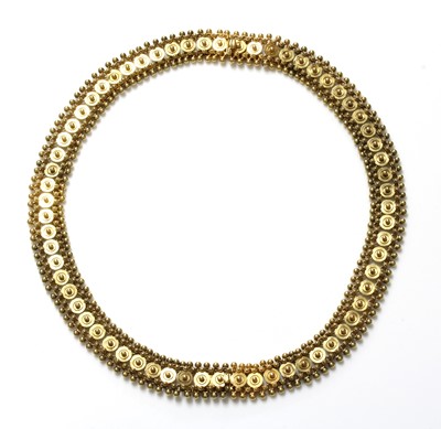 Lot 32 - A pair of Victorian gold bracelets/necklace, c.1870