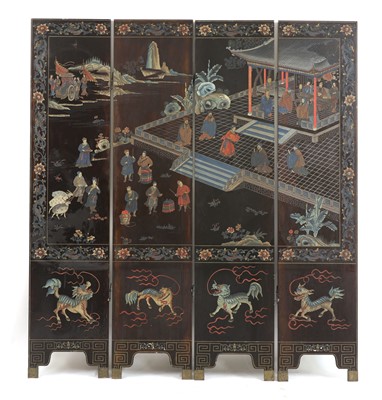 Lot 776 - A Chinese four-fold screen