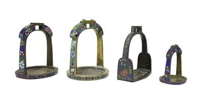 Lot 366 - A collection of Chinese cloisonné stirrups
