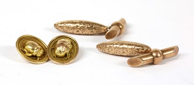 Lot 408 - A pair of Edwardian 9ct gold torpedo cufflinks