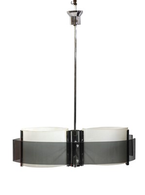 Lot 672 - A Lucite glass and chrome Italian hanging light
