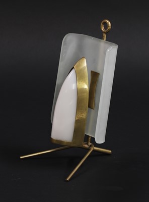 Lot 210 - An Italian glass and brass table lamp