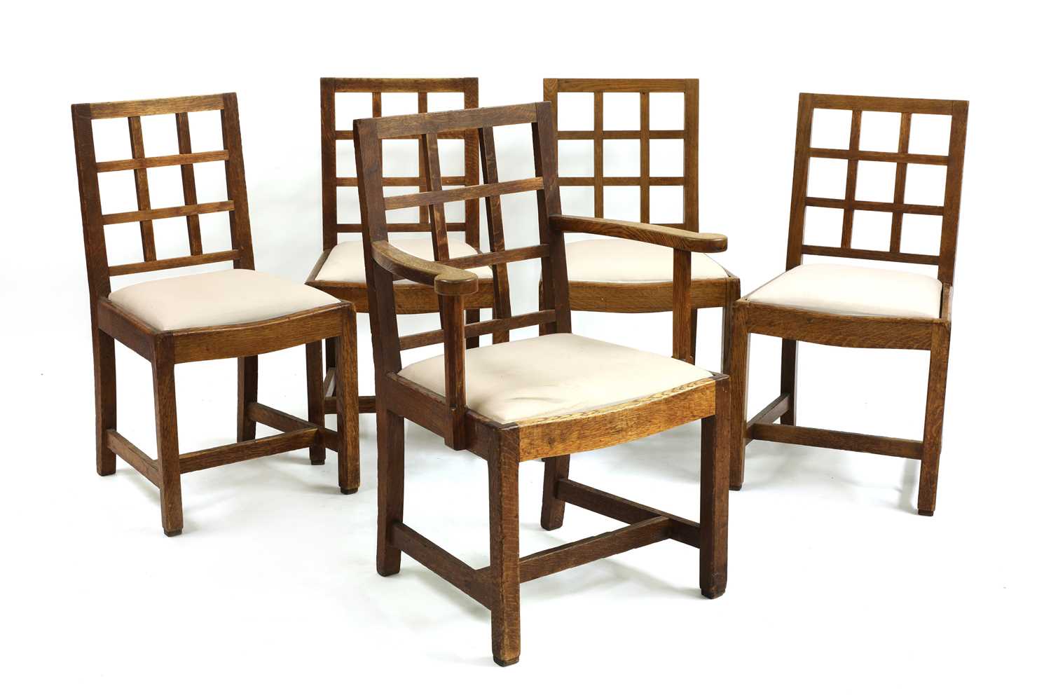 Lot 34 - Five oak dining chairs