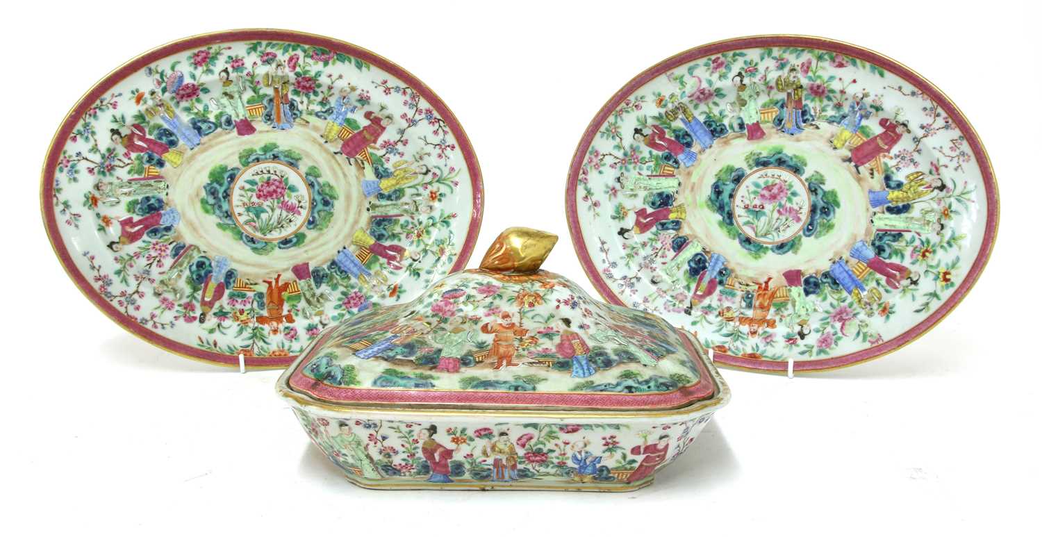 Lot 150 - A Chinese Canton enamelled famille rose tureen and cover