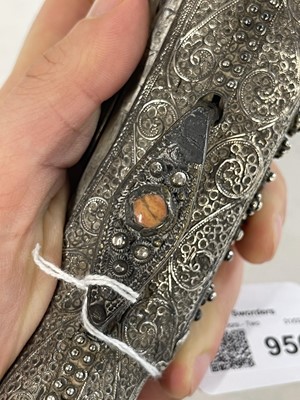 Lot 956 - A Turkish silver-mounted flintlock pistol