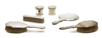 Lot 44 - A set of silver backed dressing table brushes and mirrors (6)
