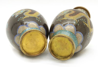 Lot 138 - A pair of Cloisonné vases
