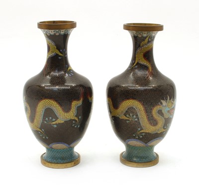Lot 138 - A pair of Cloisonné vases