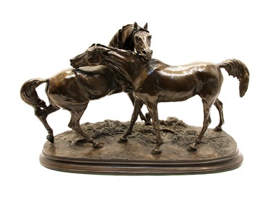 Lot 354 - After P J Mene, L'Accolade, a bronzed resin equestrian group