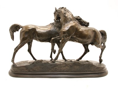 Lot 354 - After P J Mene, L'Accolade, a bronzed resin equestrian group