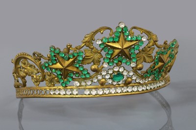 Lot 5 - A Regency gilt metal, green and colourless paste tiara, c.1810-1820