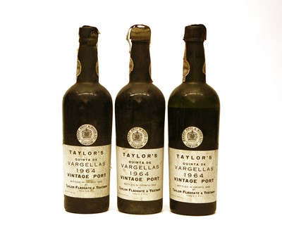 Lot 305 - Taylors, Quinta de Vargellas, Vintage Port, 1964, three bottles