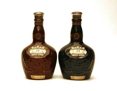 Lot 362 - Chivas Brothers, The Royal Salute, one Ruby Flagon and one Sapphire Flagon, each boxed