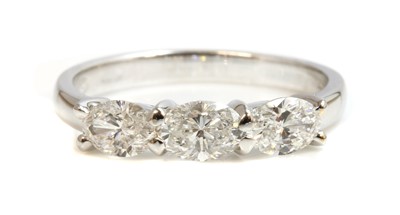 Lot 421 - An 18ct white gold three stone diamond ring