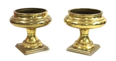Lot 470 - A pair of large modern brass urns