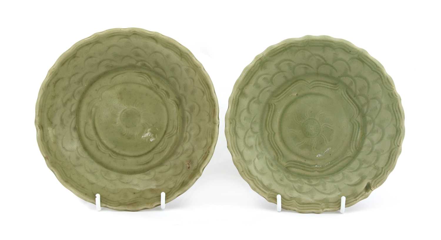 Lot 100 - Two Chinese celadon dishes