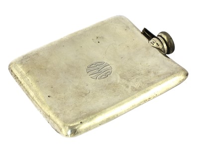 Lot 56 - An American Prohibition sterling silver and gold inlay hip flask
