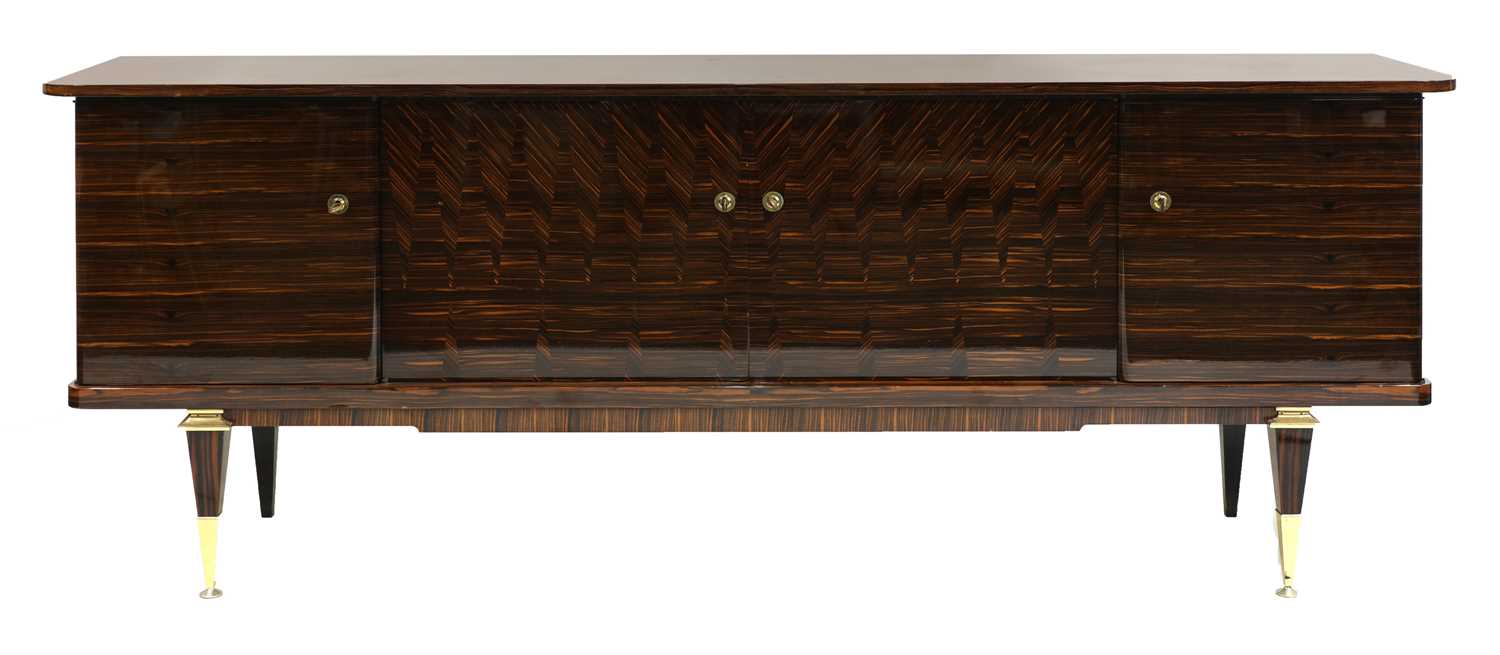 Lot 43 - A French lacquered Macassar ebony sideboard