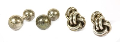 Lot 253 - A pair of sterling silver knot cufflinks by Tiffany & Co.
