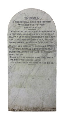 Lot 260 - A marble headstone to 'Trimmer',  a Fox Terrier