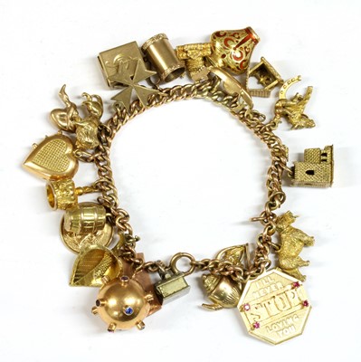 Lot 287 - A gold charm bracelet