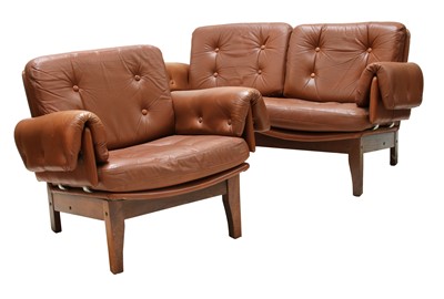 Lot 336 - A Swedish leather settee and armchair