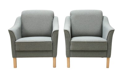 Lot 226 - A pair of Danish light blue fabric armchairs