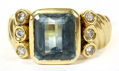 Lot 180 - A gold aquamarine and diamond ring