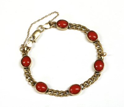 Lot 90 - A 9ct gold coral set bracelet