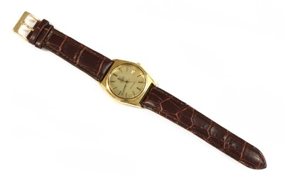 Lot 483 - A gentlemen's gold plated Omega 'Seamaster' quartz strap watch, c.1980