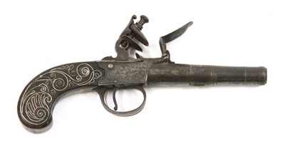 Lot 765 - A boxlock flintlock cannon barrel pistol