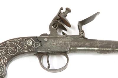 Lot 765 - A boxlock flintlock cannon barrel pistol