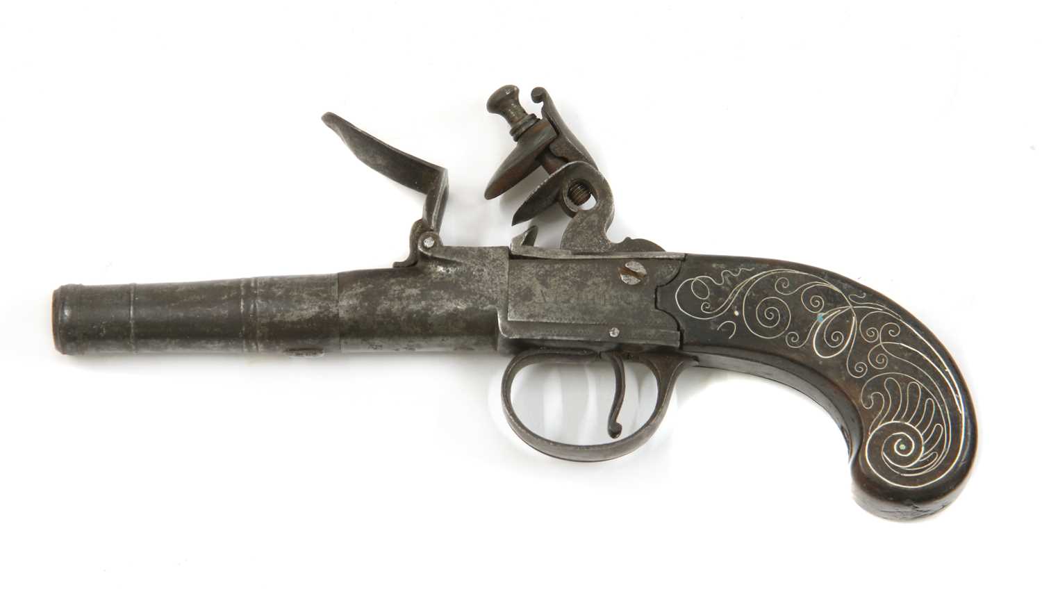 Lot 765 - A boxlock flintlock cannon barrel pistol