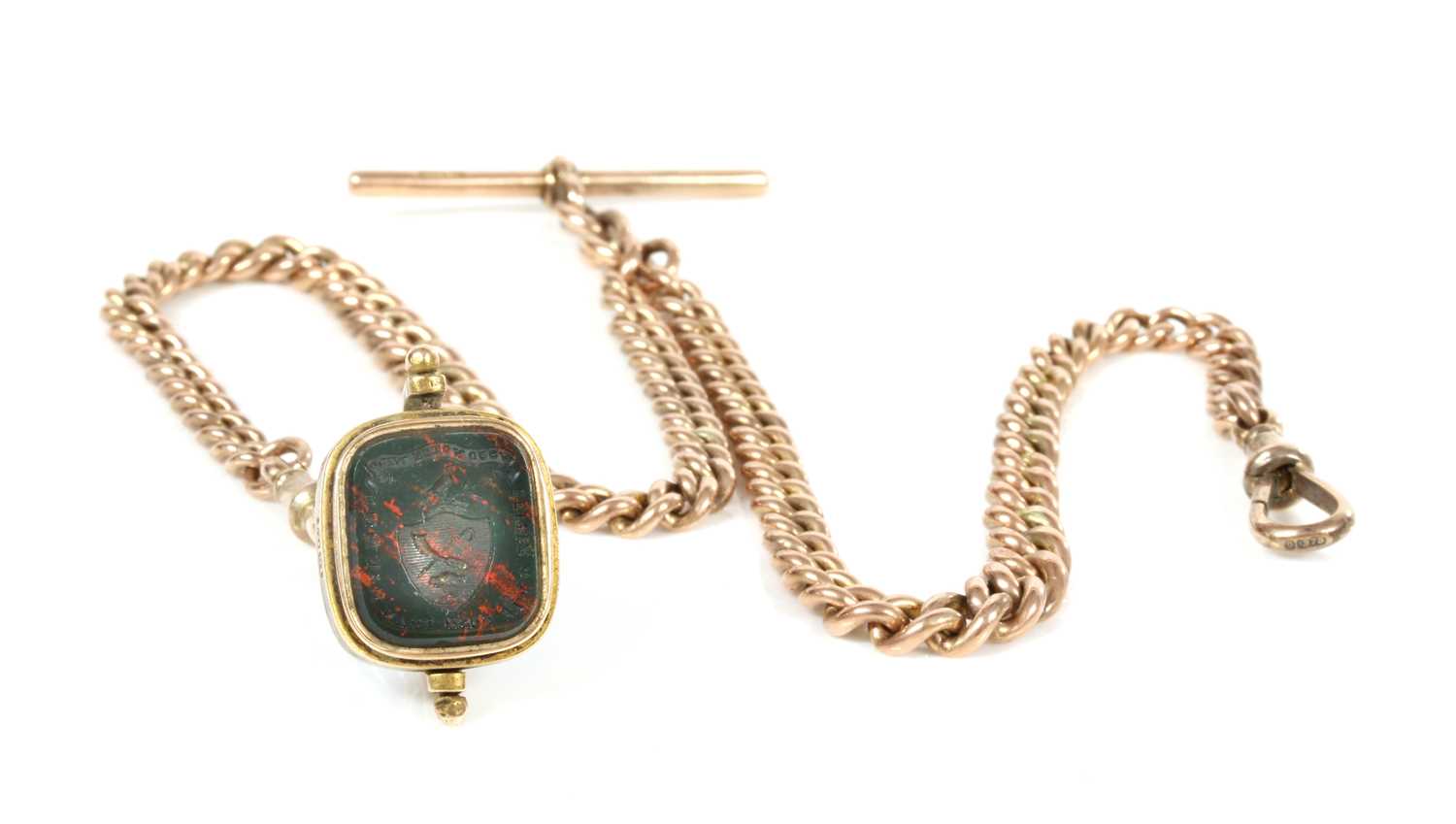 Lot 481 - Of Scottish interest, a 9ct gold graduated curb link double albert chain