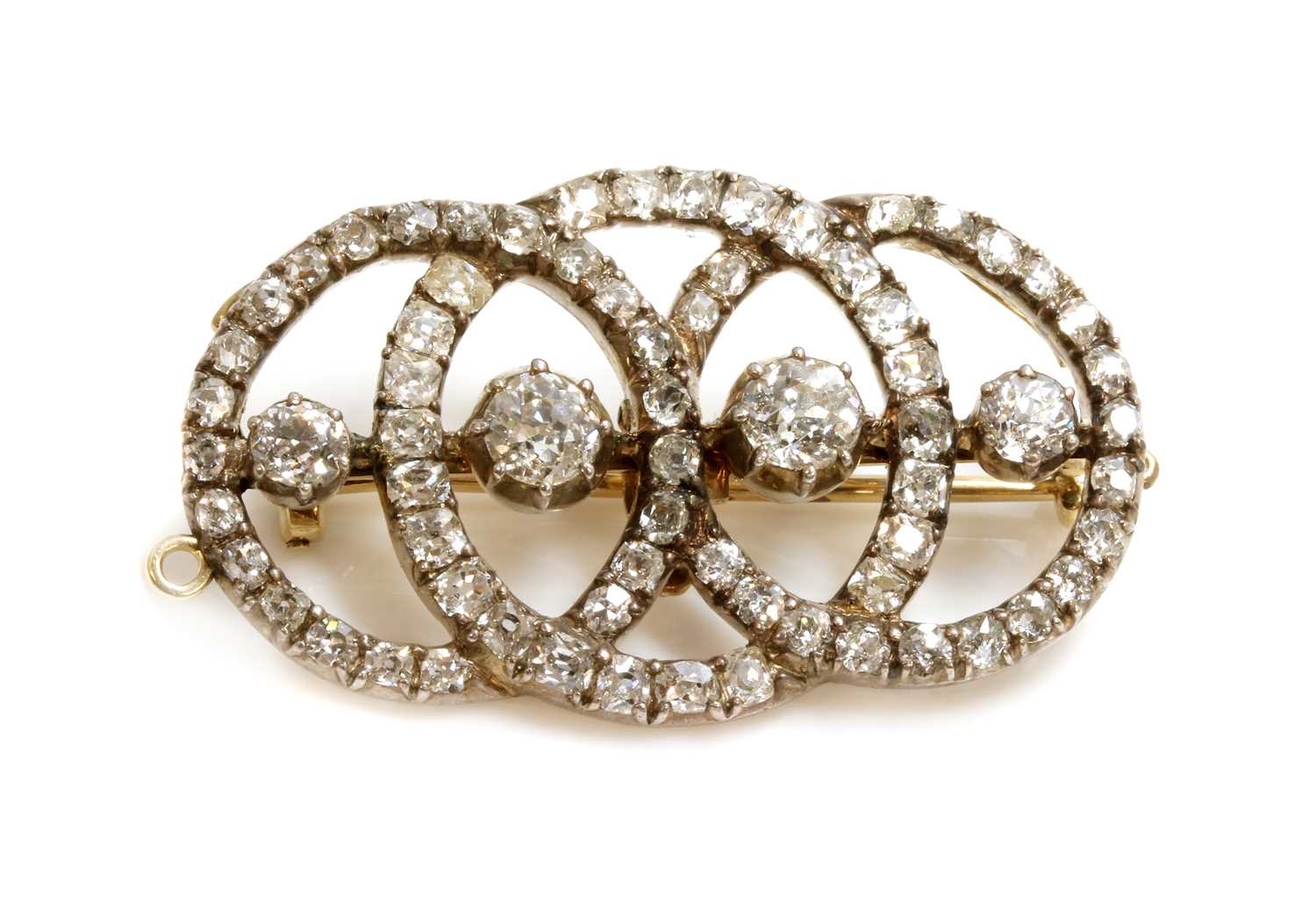 Lot 42 - A Continental diamond set triple hoop brooch/pendant, c.1890