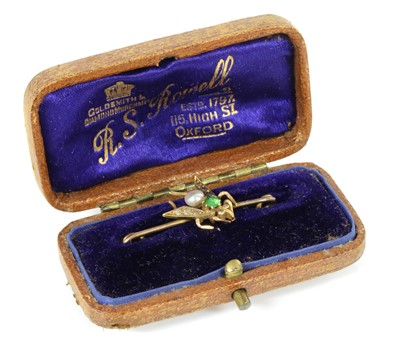 Lot 98 - A cased Victorian gem set fly or insect brooch