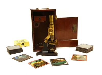 Lot 318A - A mahogany cased microscope